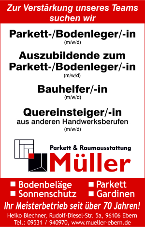 Parkett &amp; Raumausstattung Müller sucht Verstärkung