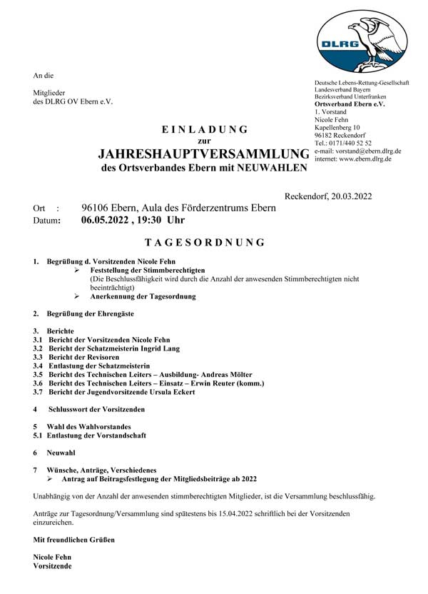 Jahreshauptversammlung DLRG