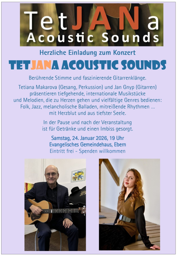 Konzert von TetJANa Acoustic Sounds im evang. Gemeindehaus