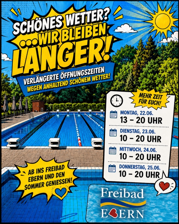Freibad Ebern weiterhin l&auml;nger ge&ouml;ffnet