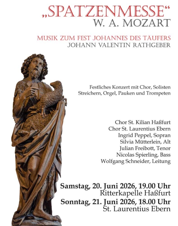 Einladung zum Konzert &bdquo;Spatzenmesse&ldquo; von W. A. Mozart